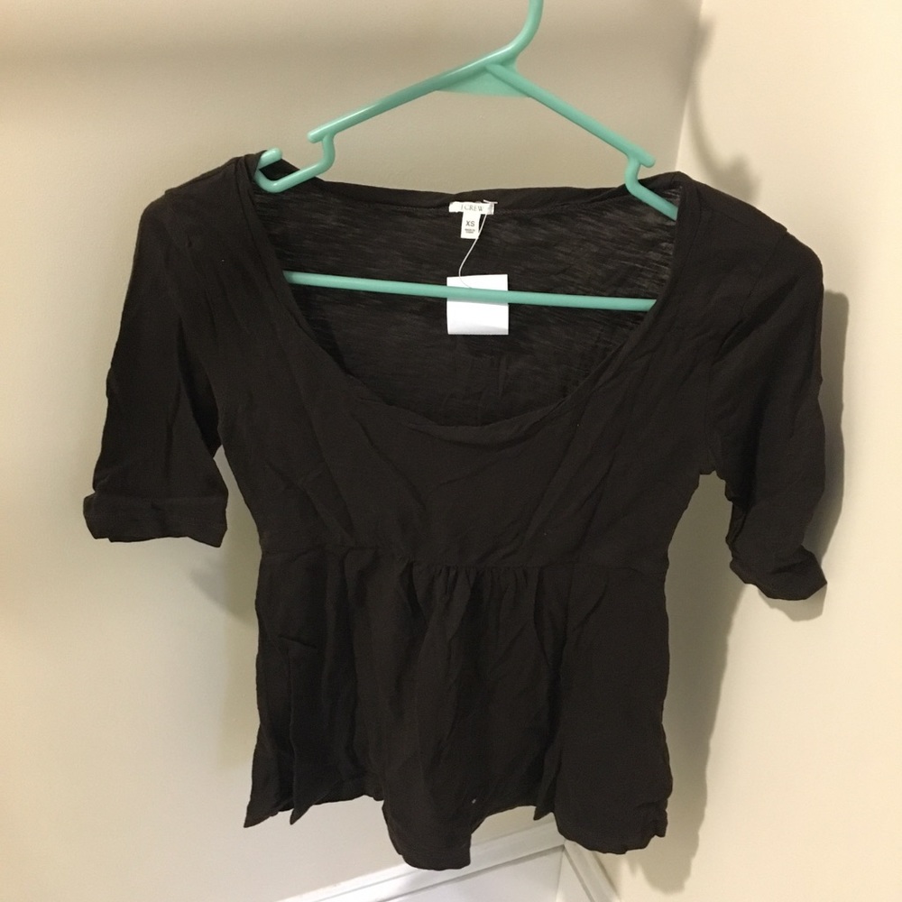 J. CREW Chocolate Brown Cotton Empire Waist Top XS